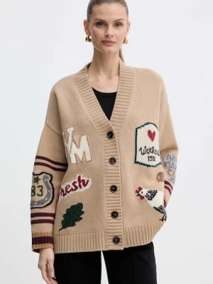 Weekend Max Mara kardigan wełniany BELGIO damski kolor beżowy ciepły 2525346082600