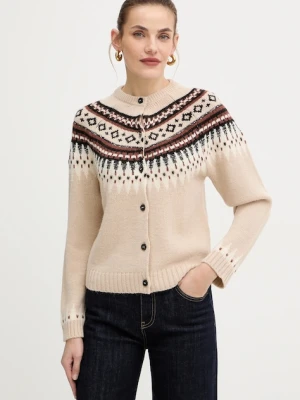 Weekend Max Mara kardigan z dodatkiem wełny CABIRIA damski kolor beżowy 2525346033600
