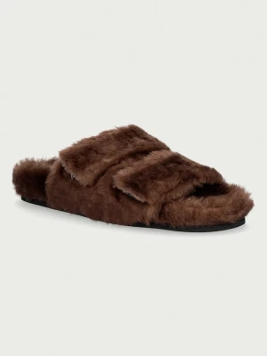 Weekend Max Mara klapki damskie brązowy
