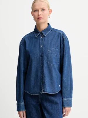 Weekend Max Mara koszula jeansowa OBBIA damska kolor granatowy regular z kołnierzykiem klasycznym 2525116052600
