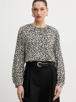 Weekend Max Mara koszula jedwabna CINEMA damska kolor czarny relaxed z wiązanym dekoltem 2615111111600