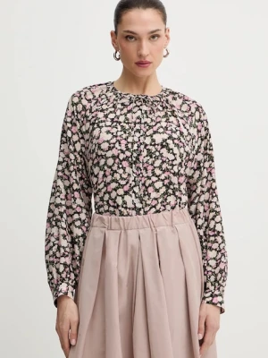 Weekend Max Mara koszula jedwabna CINEMA damska kolor czarny relaxed z wiązanym dekoltem 2615111111600