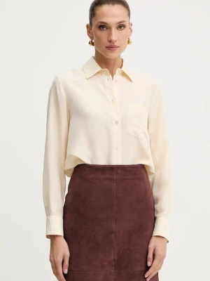Weekend Max Mara koszula jedwabna PAMIR damska kolor beżowy regular z kołnierzykiem klasycznym 2525116012600