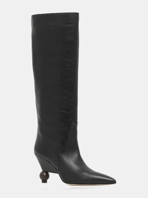 Weekend Max Mara kozaki skórzane Tasca damskie kolor czarny na słupku 2525796075600