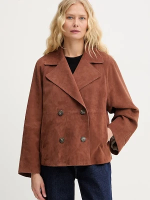 Weekend Max Mara krótka kurtka damska zamszowa SOSPIRO brązowy