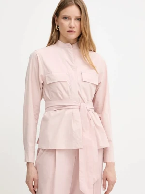 Weekend Max Mara kurtka koszulowa bawełniana kolor różowy przejściowa 2515041013600