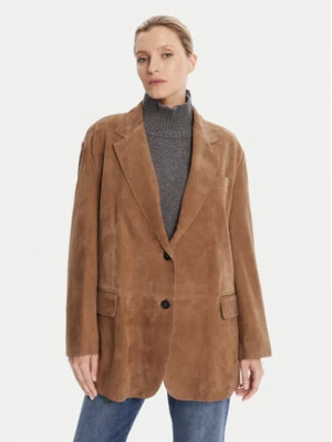 Weekend Max Mara Kurtka skórzana Rolanda 2525446071650 Brązowy Oversize