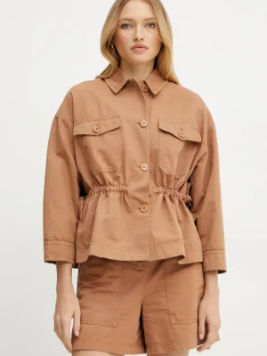 Weekend Max Mara kurtka z domieszką lnu kolor brązowy przejściowa 2515041072600