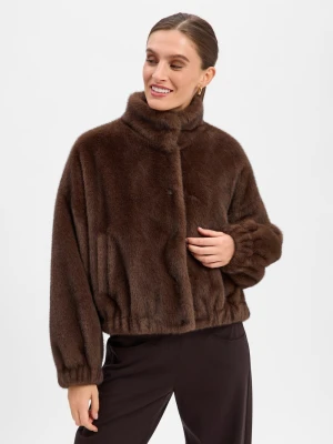 Weekend Max Mara kurtka ze sztucznego futra Kobiety Sztuczne włókno brązowy