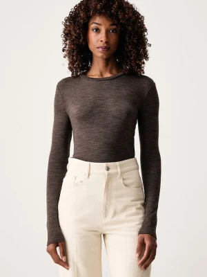 Weekend Max Mara longsleeve damski z wełną WKDPATTO brązowy