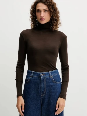 Weekend Max Mara longsleeve z dodatkiem wełny TESEO kolor brązowy z golfem 2525946052600