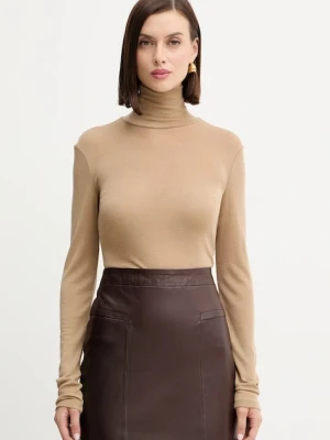 Weekend Max Mara longsleeve z dodatkiem wełny TESEO kolor zielony z golfem 2525946052600