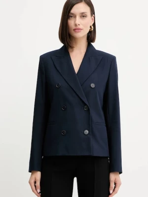 Weekend Max Mara marynarka bawełniana TAPPETO kolor granatowy dwurzędowa gładka 2525046061600