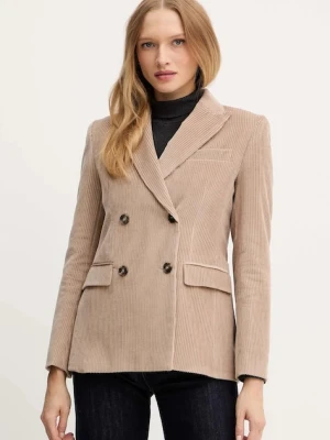 Weekend Max Mara marynarka sztruksowa KATANGA kolor beżowy dwurzędowa gładka 2525046062600