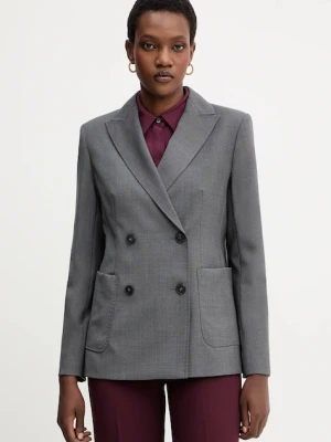 Weekend Max Mara marynarka wełniana ORNATI kolor szary dwurzędowa gładka 2525046012600