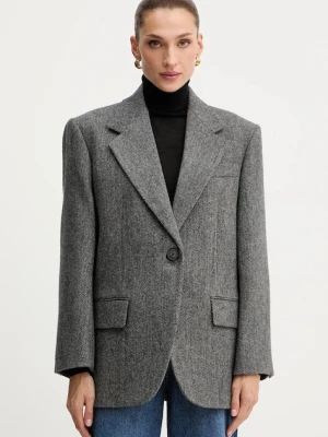 Weekend Max Mara marynarka wełniana TRONTO kolor szary jednorzędowa melanżowa 2525046042600