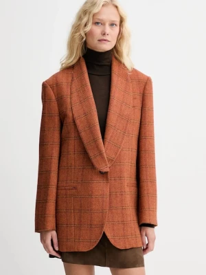 Weekend Max Mara marynarka z dodatkiem wełny MINTEA kolor pomarańczowy jednorzędowa wzorzysta 2525046036600
