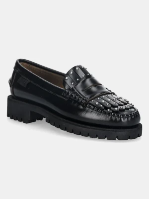 Weekend Max Mara mokasyny skórzane Weekendanlug damskie kolor czarny na platformie 2525526015600