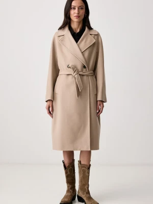 Weekend Max Mara płaszcz damski kaszmirowy WKDCASCIA beżowy