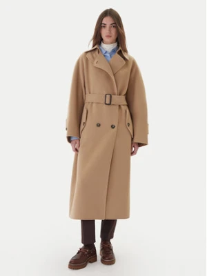 Weekend Max Mara Płaszcz wełniany Cadine 2525016022 Beżowy Regular Fit