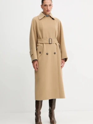 Weekend Max Mara płaszcz wełniany CADINE kolor beżowy 2525016022600