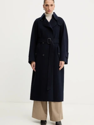 Weekend Max Mara płaszcz wełniany CADINE kolor granatowy 2525016022600