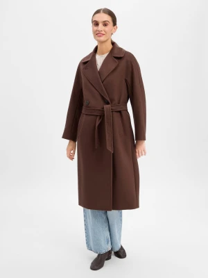 Weekend Max Mara płaszcz wełniany Kobiety wełna ze strzyży brązowy