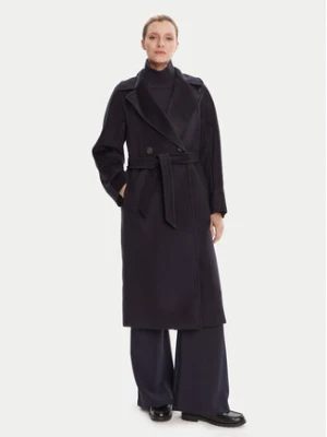 Weekend Max Mara Płaszcz wełniany Resina 2525016031 Granatowy Regular Fit