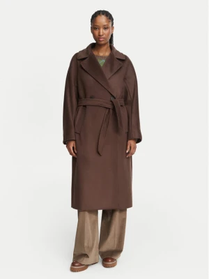 Weekend Max Mara Płaszcz wełniany Resina 2625016102 Brązowy ciemny Regular Fit