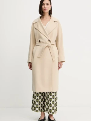 Weekend Max Mara płaszcz wełniany RESINA damski kolor beżowy przejściowy oversize 2525016031600