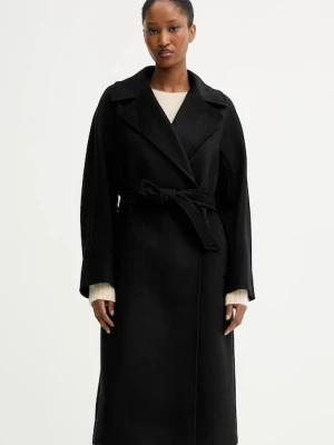 Weekend Max Mara płaszcz wełniany RESINA damski kolor czarny przejściowy oversize 2525016031600