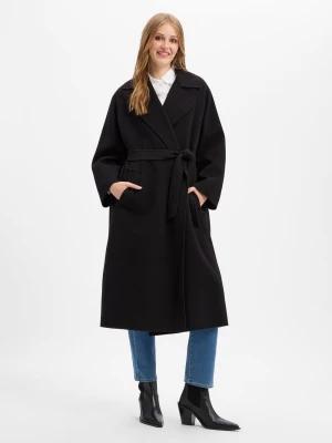 Weekend Max Mara płaszcz z czystej wełny Kobiety wełna ze strzyży czarny