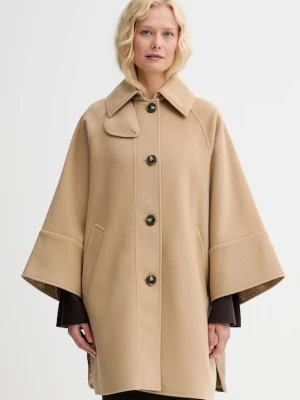 Weekend Max Mara płaszcz z dodatkiem wełny RUFO kolor beżowy 2525496012600