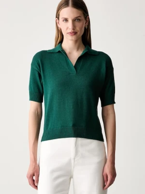 Weekend Max Mara polo damskie bawełniane WKDALBERO zielony