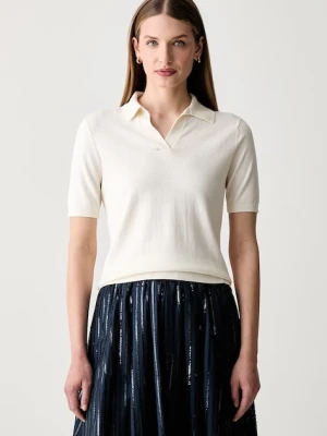 Weekend Max Mara polo swetrowe damskie z jedwabiem WKDRONCOLO beżowy
