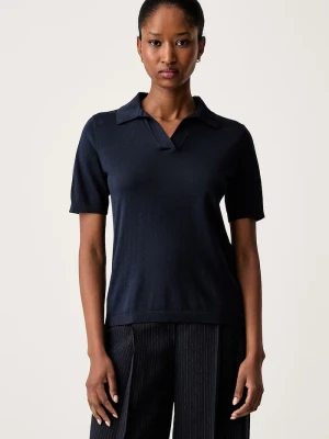 Weekend Max Mara polo swetrowe damskie z jedwabiem WKDRONCOLO granatowy