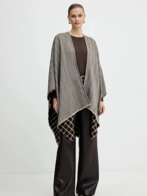 Weekend Max Mara poncho wełniane OGNUNO kolor brązowy lekkie 2525546055600