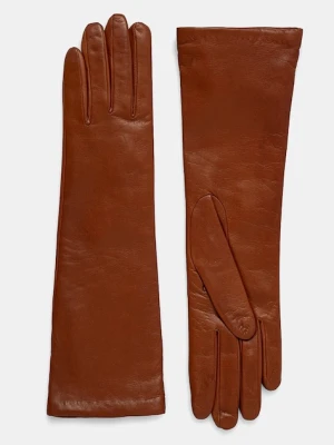 Weekend Max Mara rękawiczki skórzane damskie kolor brązowy 2425566035600