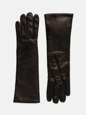 Weekend Max Mara rękawiczki skórzane damskie kolor czarny 2425566035600