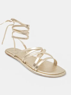 Weekend Max Mara sandały skórzane FIABE damskie kolor złoty 2515521095600