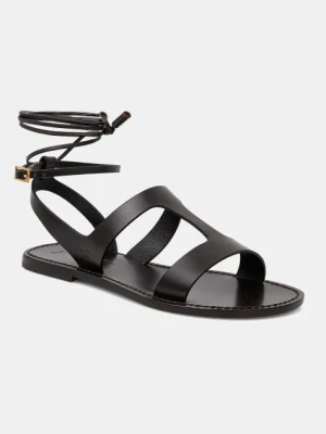 Weekend Max Mara sandały skórzane LEMMA damskie kolor brązowy 2515521075600