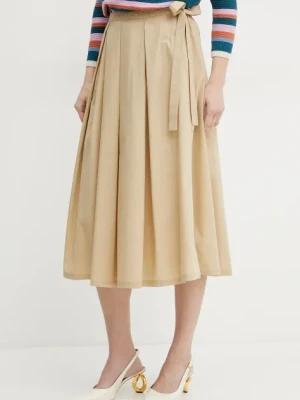 Weekend Max Mara spódnica bawełniana kolor beżowy midi rozkloszowana 2515101032600