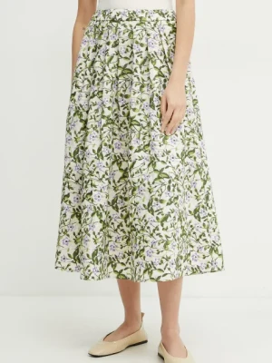 Weekend Max Mara spódnica bawełniana kolor beżowy midi rozkloszowana 2515101092600