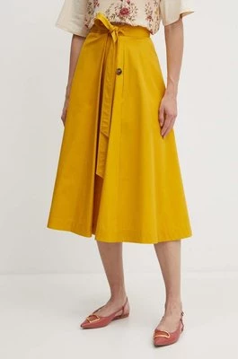 Weekend Max Mara spódnica bawełniana kolor żółty midi rozkloszowana 2415101023600