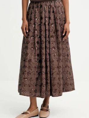Weekend Max Mara spódnica bawełniana TEMPRA kolor brązowy midi rozkloszowana 2525106071600