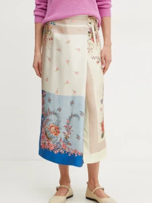 Weekend Max Mara spódnica jedwabna kolor beżowy midi prosta 2515101012600