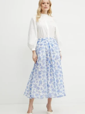 Weekend Max Mara spódnica jedwabna kolor fioletowy midi rozkloszowana 2515101072600