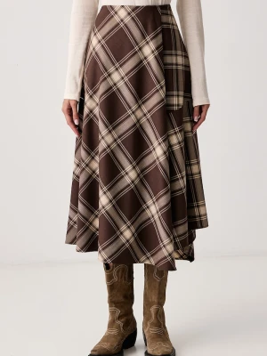 Weekend Max Mara spódnica kopertowa z wełną WKDLANOSO brązowy