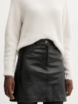 Weekend Max Mara spódnica skórzana HULL kolor czarny mini rozkloszowana 2525406012600