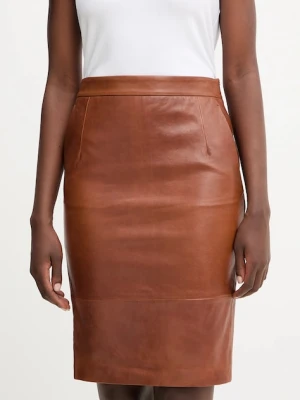 Weekend Max Mara spódnica skórzana PAPAILE kolor brązowy mini prosta 2525406016600